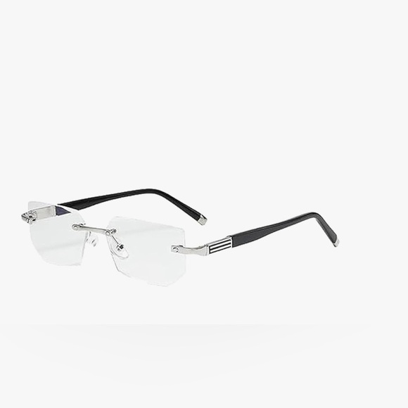 Black Rimless Reading/Magnifying Glasses Unisex +200 - Picture 2 of 5